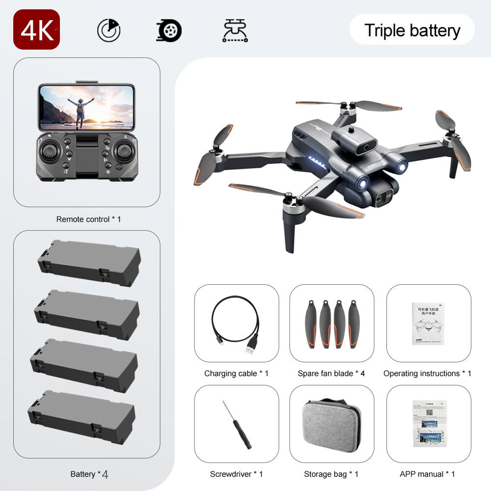 Professional Drone 4k 8k Hd Esc Camera Wifi Fpv Obstacle Avoidance Optical Flow Brushless Motor Rc Quadcopter Camera-free Toys